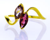 Natural Marquise Cut Pink And Purple Sapphire Ring Women 14K Yellow Gold .80 CTW
