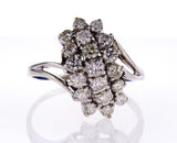Beautiful Estate Ring Certified 14k White Gold Round Brilliant Diamonds 2 CTW