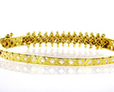Women's Classic 18K Yellow Gold 1 TCW Natural Round Cut Diamond Cuff Bracelet