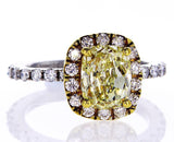 Halo Diamond Engagement Ring GIA Certified Fancy Yellow Cushion 2.80 CTW VS1