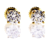 14K Yellow Gold Screw Back Natural Round Cut Diamond Studs Earrings 1.25 CTW