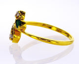 Natural Marquise & Round Cut Emerald & Diamond Engagement Ring 18k Yellow Gold