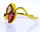 Natural Marquise Cut Pink And Purple Sapphire Ring Women 14K Yellow Gold .80 CTW