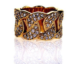 Miami Cuban Link Ring Solid 14k Yellow Gold 2.30 CTW G-H Color VS Diamonds