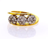 14K Yellow Gold Natural Round Cut Flower Diamond Ring 1 CTW G color SI1 Clarity