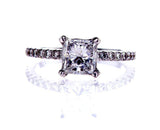 GIA Certified Radiant 18k White Gold Diamond Engagement Ring 1.18 CTW F SI2
