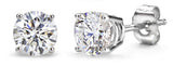 14k White Gold Push Back Natural Round Cut Diamond Studs Earrings 1/2 CTW 4.0MM