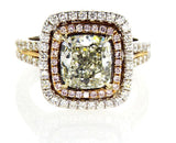 Engagement Ring GIA Rare Natural FANCY GREEN PINK Diamonds 3.28 CTW Radiant Cut
