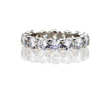 Stainless Steel Natural Round Cut Cubic Zirconia Ring Eternity Band 1.50 CTW