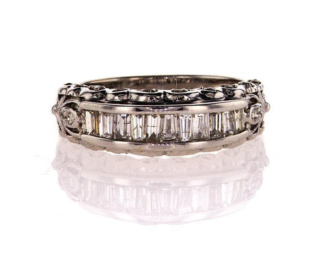 Women's Handmade 18k White Gold Natural Diamonds Ring Band 1/2 tcw G Color SI1