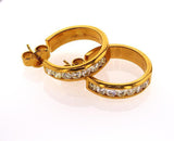Hoop Diamond Earrings14k Yellow Gold Round Cut Natural 1.26 CTW G-H Color VS2