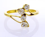 Women's Estate 14K Yellow Gold Natural Pear and Round Cut Diamond Ring 0.71 CTW