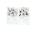 1 ct Princess Cut Diamond Stud Earrings in 14K White Gold with Screw Backs