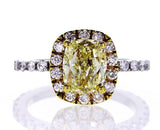 Halo Diamond Engagement Ring GIA Certified Fancy Yellow Cushion 2.80 CTW VS1