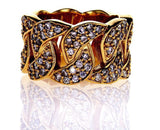 Miami Cuban Link Ring Solid 14k Yellow Gold 2.30 CTW G-H Color VS Diamonds