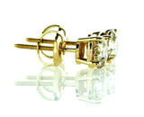 Yellow Gold Screw Back Natural Round Cut Diamond Studs Earrings 1.04 CTW