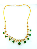 Women's 14k Yellow Gold Natural Estate Diamond & Colombian Emerald Necklace