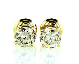 Yellow Gold Screw Back Natural Round Cut Diamond Studs Earrings 1.04 CTW