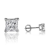 1 ct Princess Cut Diamond Stud Earrings in 14K White Gold with Screw Backs