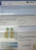 Certified 14k Yellow Gold Natural Diamond and Emerald Chandelier Earrings