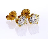 Yellow Gold Push Back Natural Round Cut GIA Diamond Studs Earrings 1.41 CT VVS2