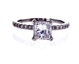 GIA Certified Radiant 18k White Gold Diamond Engagement Ring 1.18 CTW F SI2