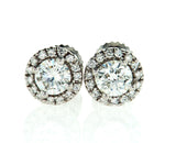 Certified Natural Round Cut Diamond Earrings Halo Stud 14k White Gold 1.50 CTW