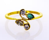 Natural Marquise & Round Cut Emerald & Diamond Engagement Ring 18k Yellow Gold