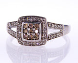 Natural Round Cut Diamond Engagement Ring 0.70 Carats Brown and White Diamonds