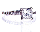 GIA Certified Radiant 18k White Gold Diamond Engagement Ring 1.18 CTW F SI2
