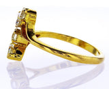 Women's Estate 14K Yellow Gold Natural Pear and Round Cut Diamond Ring 0.71 CTW