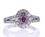 GIA Certified Oval Cut Fancy Purplish Pink Diamond Engagement Ring 1.39 CTW 14k