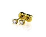 Yellow Gold Screw Back Natural Round Cut Diamond Studs Earrings 1/5 CT F VS2