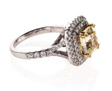 GIA Certified Cushion FANCY YELLOW DIAMOND RING VS2 4 CTW
