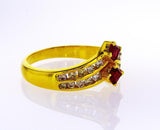 14k Yellow Gold Vintage Women's Natural Red Ruby and Diamond Ring 0.42 CTW