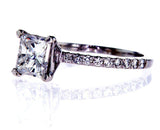 GIA Certified Radiant 18k White Gold Diamond Engagement Ring 1.18 CTW F SI2