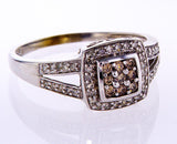 Natural Round Cut Diamond Engagement Ring 0.70 Carats Brown and White Diamonds