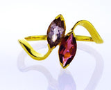 Natural Marquise Cut Pink And Purple Sapphire Ring Women 14K Yellow Gold .80 CTW