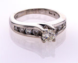 14k White Gold Natural Round Cut Diamond Engagement Ring G-H Color 0.75 Carats