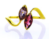 Natural Marquise Cut Pink And Purple Sapphire Ring Women 14K Yellow Gold .80 CTW