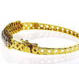 Women's Classic 18K Yellow Gold 1 TCW Natural Round Cut Diamond Cuff Bracelet