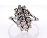 Beautiful Estate Ring Certified 14k White Gold Round Brilliant Diamonds 2 CTW