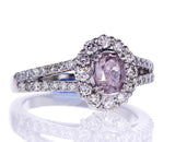 GIA Certified Oval Cut Fancy Purplish Pink Diamond Engagement Ring 1.39 CTW 14k