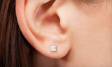 14k White Gold Natural Princess Cut Diamond Stud Earrings 1/2 CTW VS1 Clarity