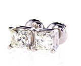 Diamond STUDS EARRINGS Certified 14k White Gold Princess Cut 1 CT F-G Color VVS