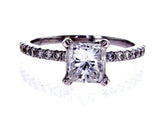 GIA Certified Radiant 18k White Gold Diamond Engagement Ring 1.18 CTW F SI2