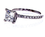 GIA Certified Radiant 18k White Gold Diamond Engagement Ring 1.18 CTW F SI2