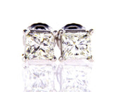 Diamond STUDS EARRINGS Certified 14k White Gold Princess Cut 1 CT F-G Color VVS