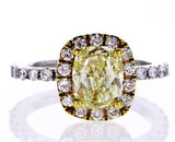 Halo Diamond Engagement Ring GIA Certified Fancy Yellow Cushion 2.80 CTW VS1