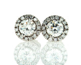 Certified Natural Round Cut Diamond Earrings Halo Stud 14k White Gold 1.50 CTW